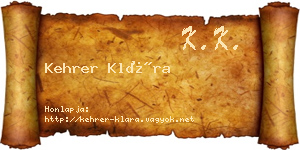 Kehrer Klára névjegykártya